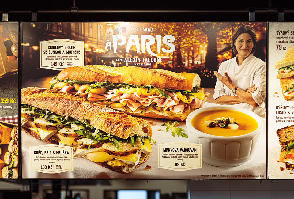 Design a kreatíva pre zimné chef menu pre Bageterie Boulevard