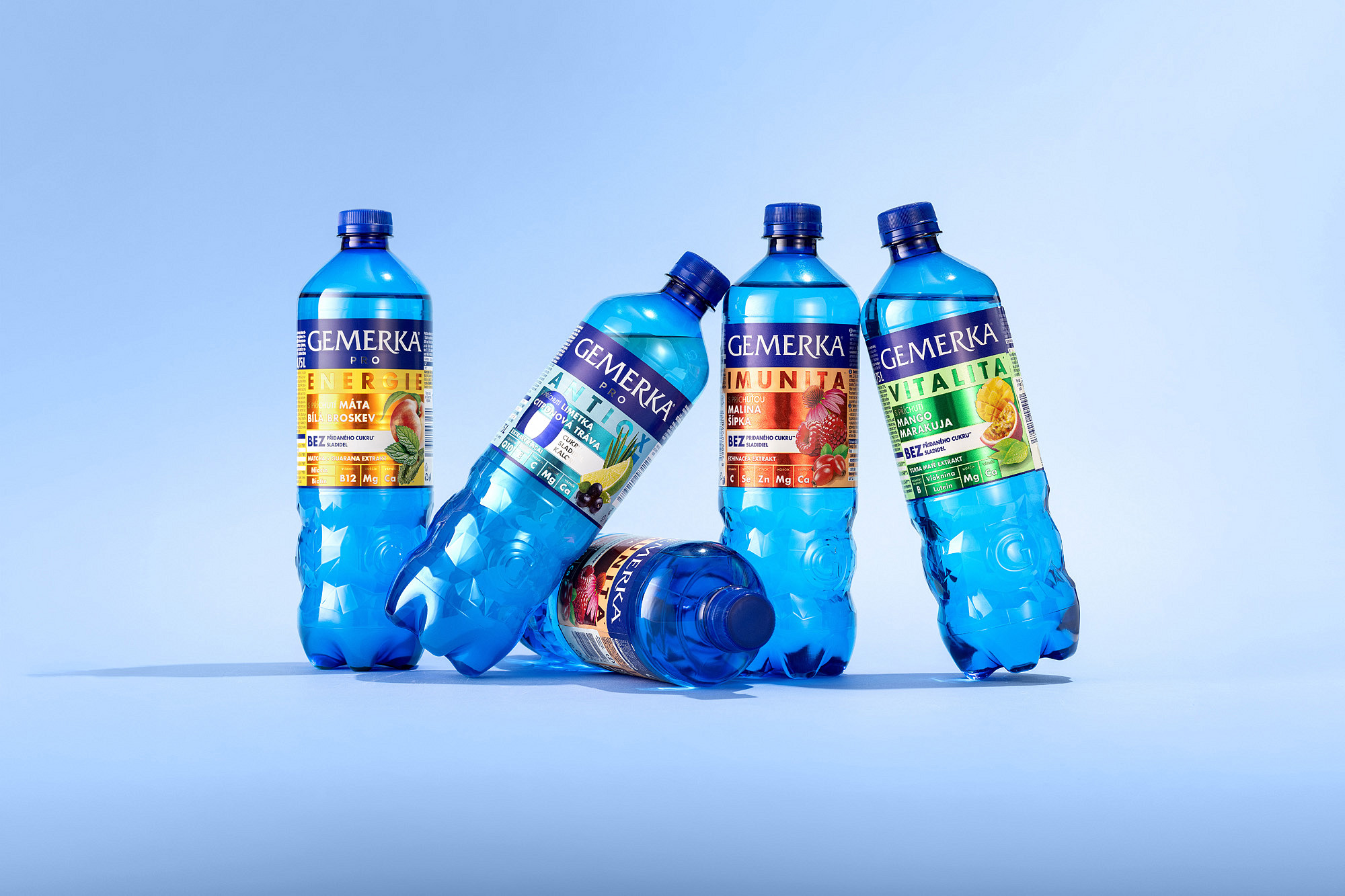 Gemerka functional drinks packaging: Vitality, Immunity, Energy and Antiox