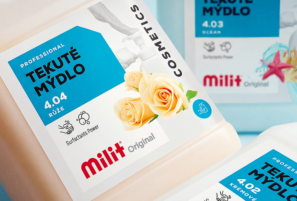 Obalový a značkový systém navrhnutý s cieľom zjednotiť široké portfólio čistiacich prostriedkov B2B