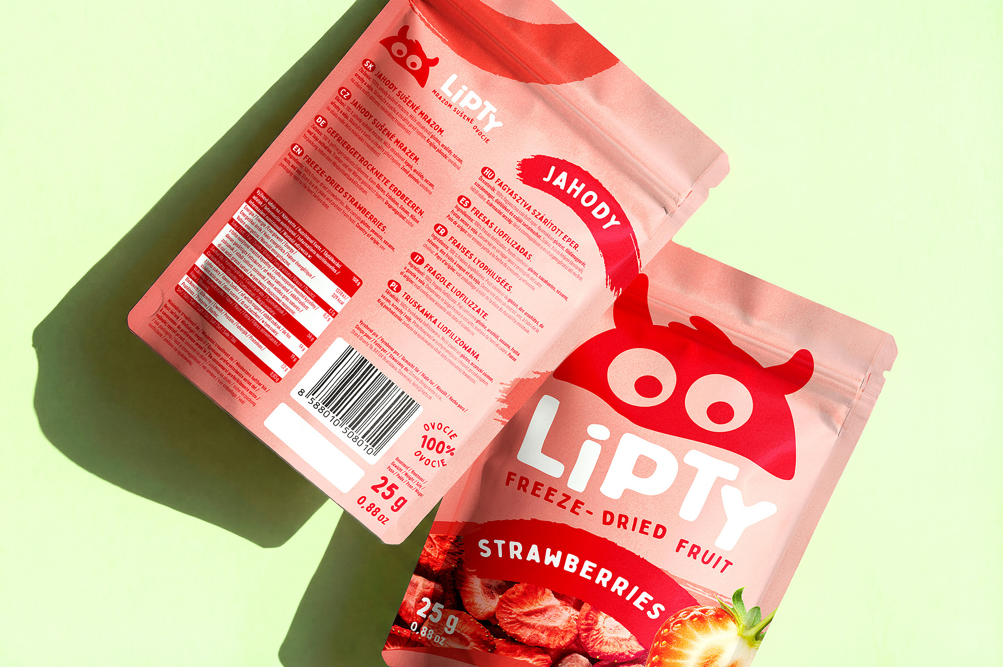 Colorful packaging design for LIPTY freeze-dried fruit