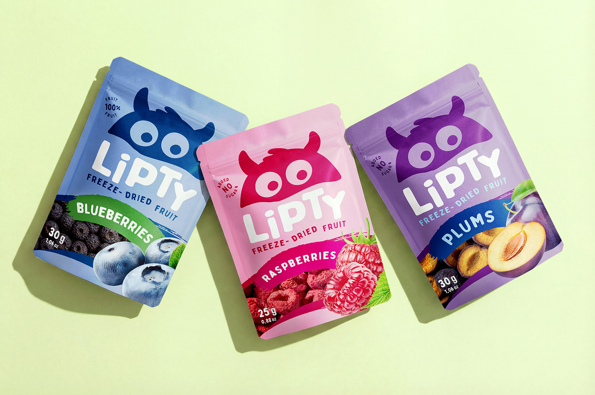 Colorful packaging design for LIPTY freeze-dried fruit